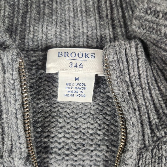 Brooks Brothers Womens Zip Up Cardigan Sz M Gray Preppy Academia University - Picture 2 of 4